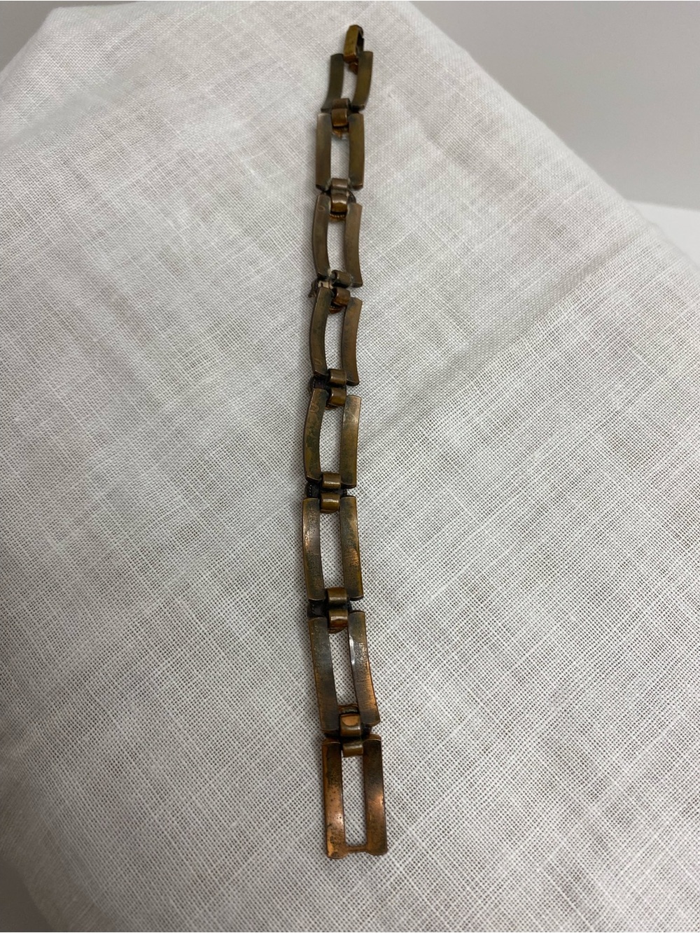 Vintage Copper Tone Moonglow Lucite Cabochon Link Bracelet Pastel MCM - Picture 14 of 16